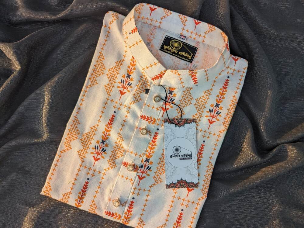 WhatsApp-Image-2024-03-12-at-10.41.50-AM.jpeg A03 সুতির স্কিন প্রিন্টেড পাঞ্জাবি আড়ং কটন ফেব্রিক - Image 1